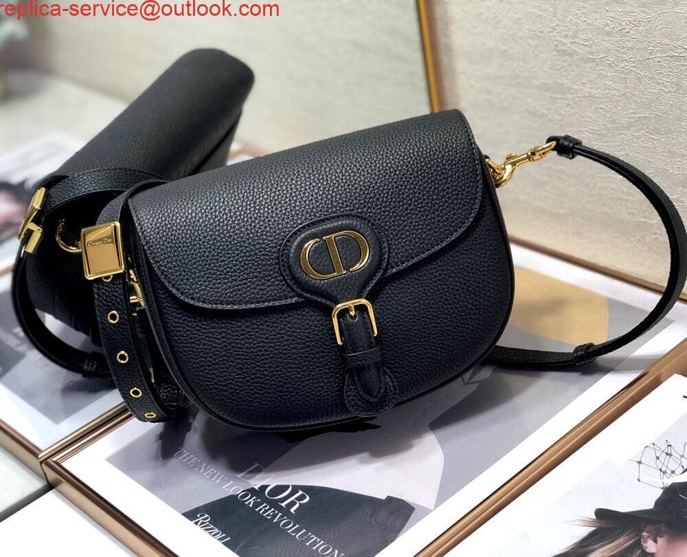 Replica Dior M9319 Medium Bobby Bag Black Grained Calfskin