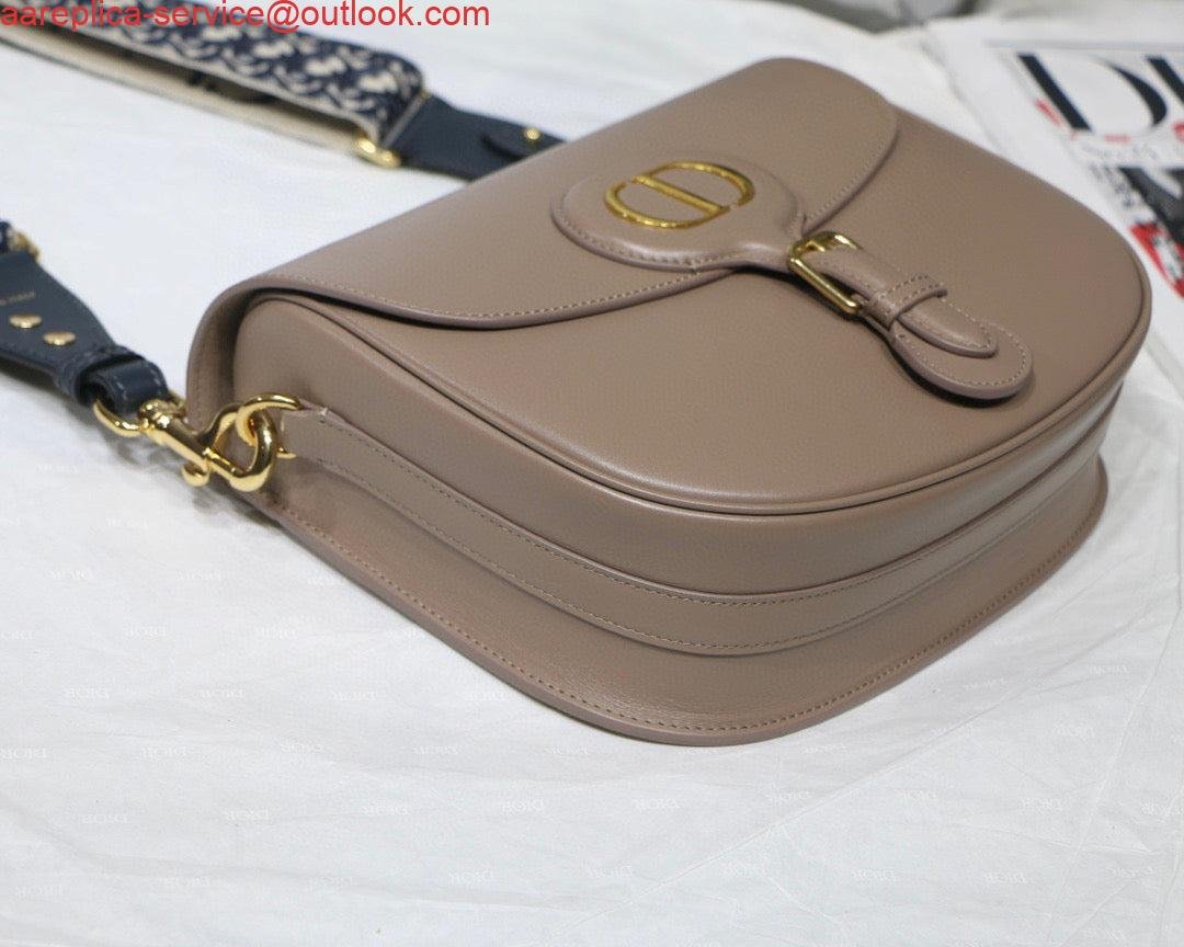 Replica Dior M9320 Large Bobby Bag Light Pink Box Calfskin with Blue Oblique Strap