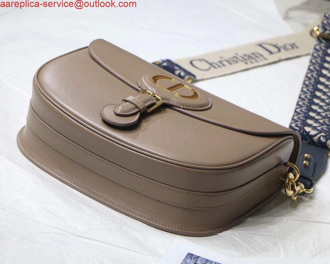 Replica Dior M9320 Large Bobby Bag Light Pink Box Calfskin with Blue Oblique Strap