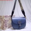 Replica Dior M9320 Large Bobby Bag Blue Box Calfskin with Blue Oblique Strap