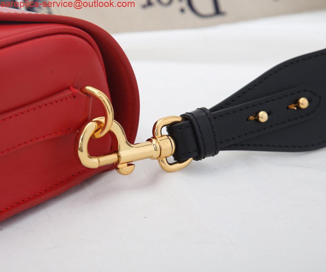 Replica Dior M9320 Large Bobby Bag Red Box Calfskin with Blue Oblique Strap