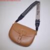 Replica Dior M9320 Large Bobby Bag Tan Box Calfskin with Blue Oblique Strap