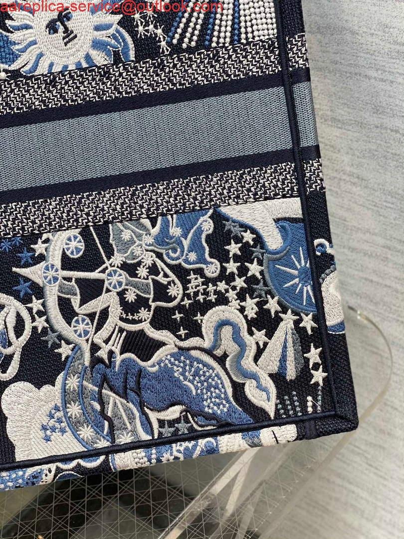 Dior M1286 Large Book Tote Blue Multicolor Zodiac Fantastico Embroidery