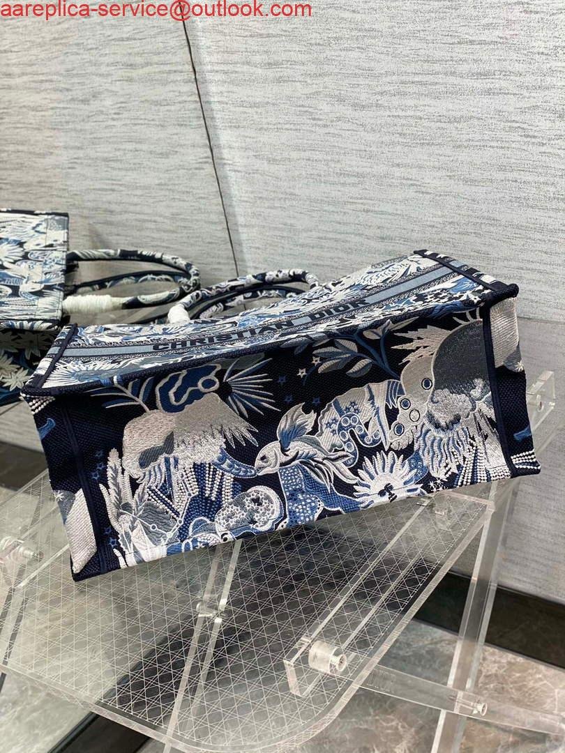 Dior M1286 Large Book Tote Blue Multicolor Zodiac Fantastico Embroidery