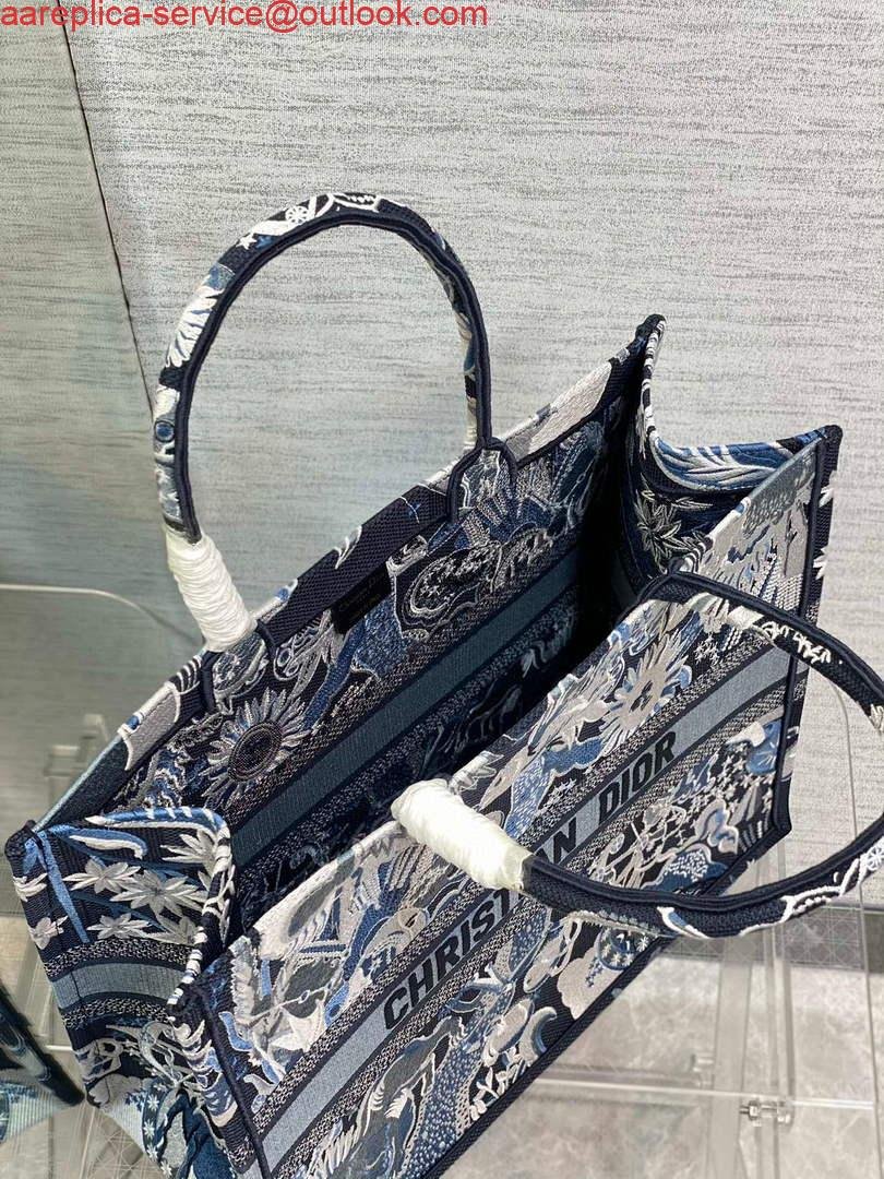 Dior M1286 Large Book Tote Blue Multicolor Zodiac Fantastico Embroidery