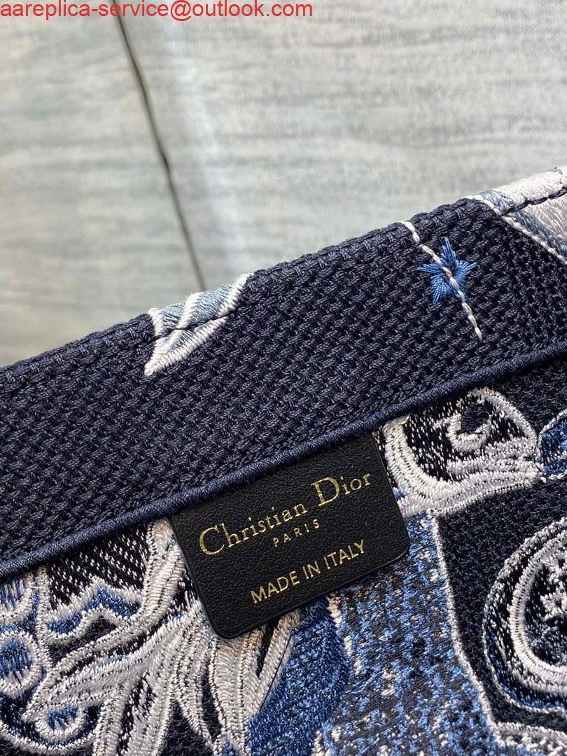 Dior M1286 Large Book Tote Blue Multicolor Zodiac Fantastico Embroidery