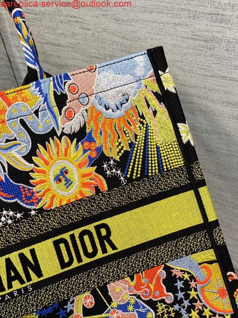 Dior M1286 Large Book Tote Black Multicolor Zodiac Fantastico Embroidery