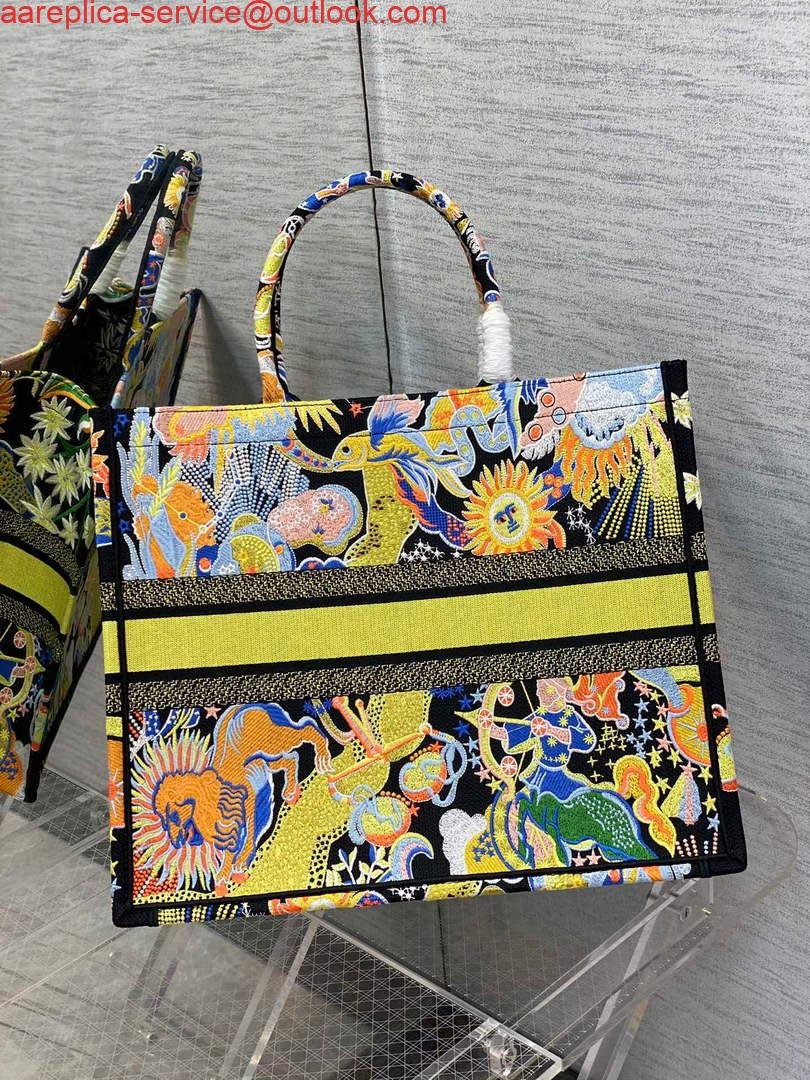 Dior M1286 Large Book Tote Black Multicolor Zodiac Fantastico Embroidery