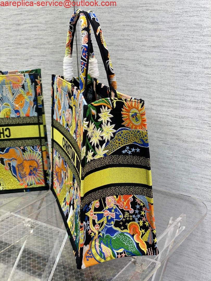 Dior M1286 Large Book Tote Black Multicolor Zodiac Fantastico Embroidery