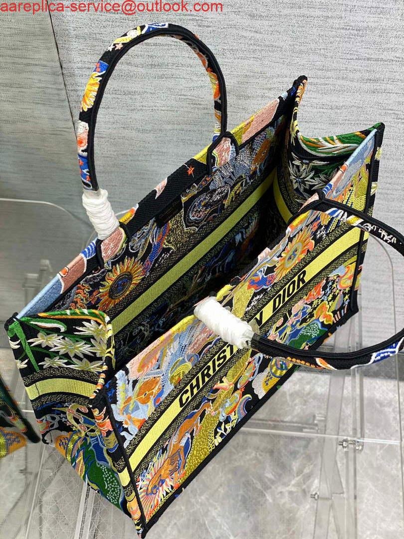 Dior M1286 Large Book Tote Black Multicolor Zodiac Fantastico Embroidery