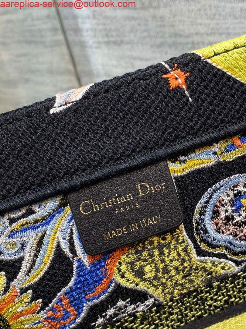 Dior M1296 Medium Book Tote Black Multicolor Zodiac Fantastico Embroidery