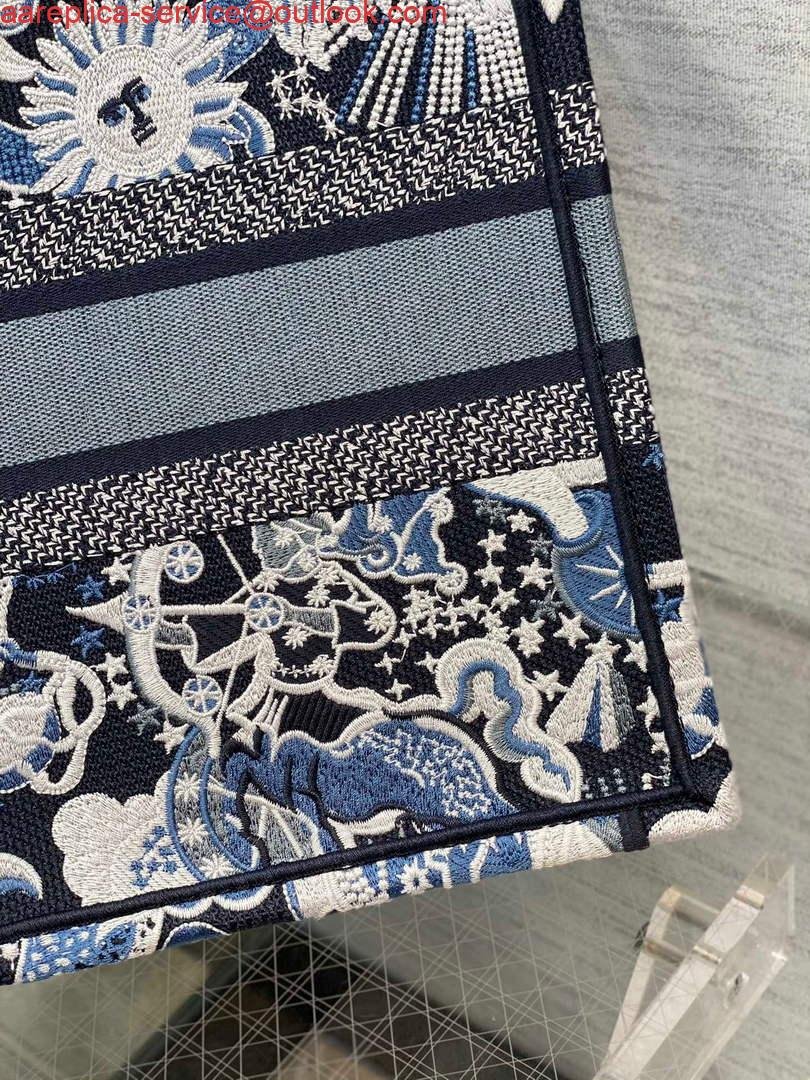 Dior M1296 Medium Book Tote Blue Multicolor Zodiac Fantastico Embroidery
