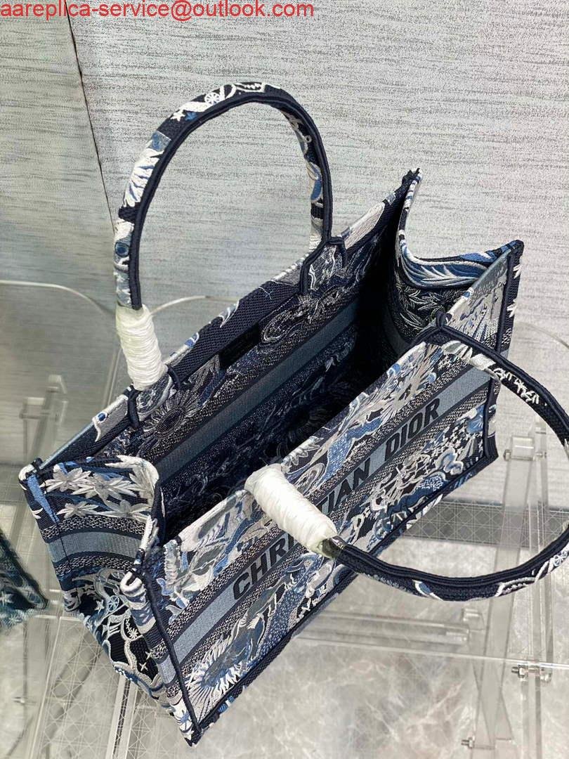 Dior M1296 Medium Book Tote Blue Multicolor Zodiac Fantastico Embroidery
