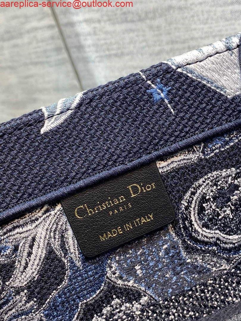 Dior M1296 Medium Book Tote Blue Multicolor Zodiac Fantastico Embroidery