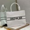 Dior M1296 Medium Book Tote White Perforated and Embossed Oblique Calfskin
