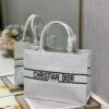 Dior M1296 Medium Book Tote White Perforated and Embossed Oblique Calfskin