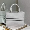 Dior M1296 Medium Book Tote White Perforated and Embossed Oblique Calfskin