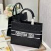 Dior M1296 Medium Book Tote Black Perforated and Embossed Oblique Calfskin