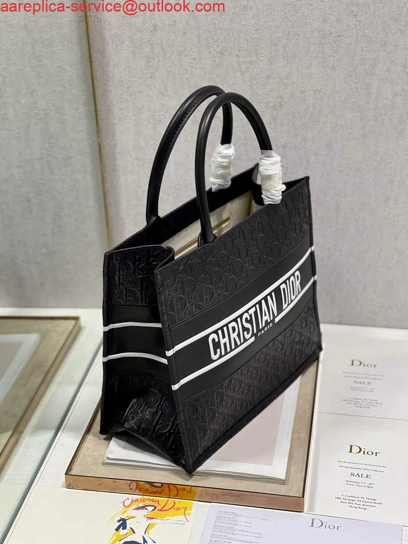 Dior M1296 Medium Book Tote Black Perforated and Embossed Oblique Calfskin
