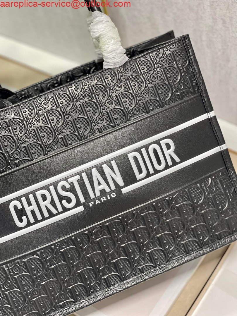Dior M1296 Medium Book Tote Black Perforated and Embossed Oblique Calfskin