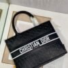 Dior M1296 Medium Book Tote Black Perforated and Embossed Oblique Calfskin