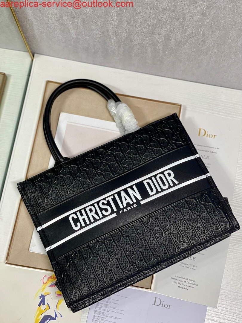 Dior M1296 Medium Book Tote Black Perforated and Embossed Oblique Calfskin