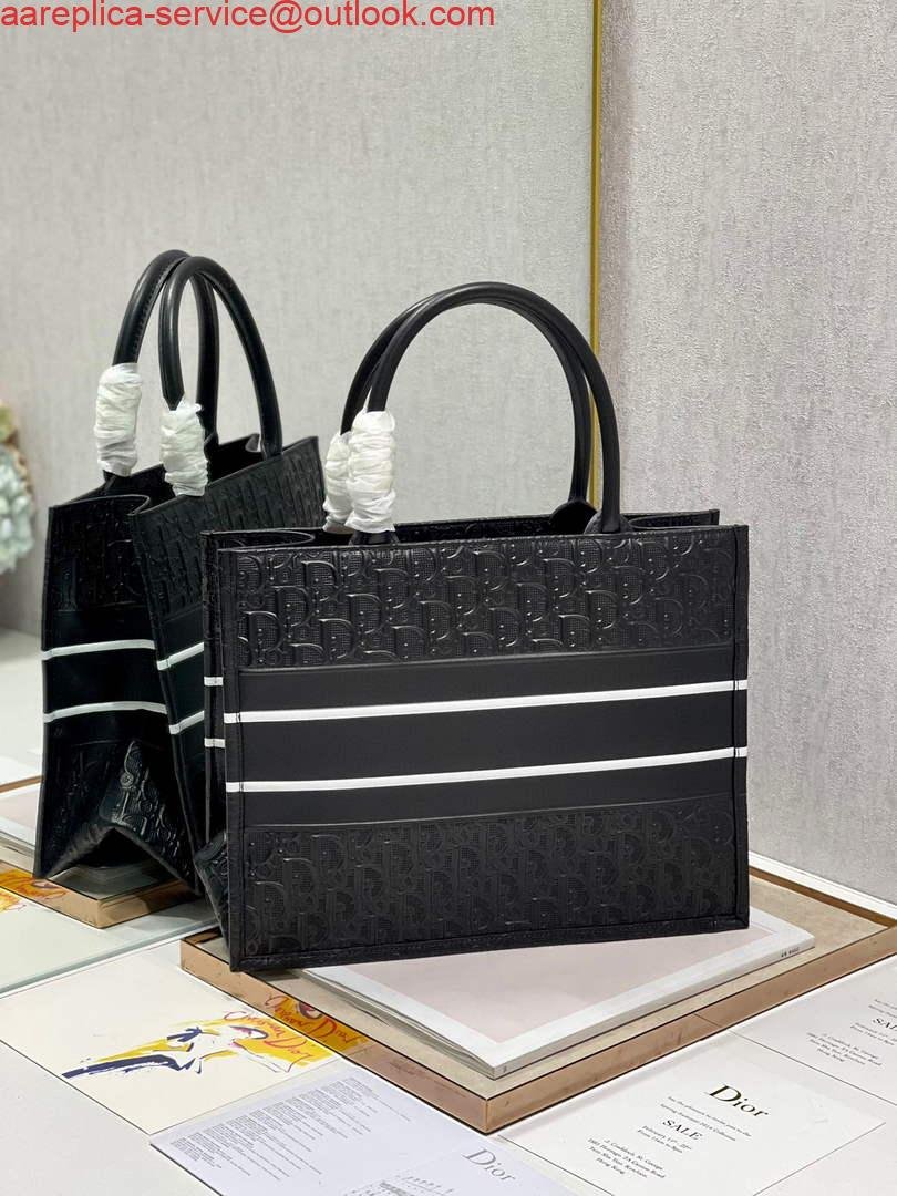 Dior M1296 Medium Book Tote Black Perforated and Embossed Oblique Calfskin