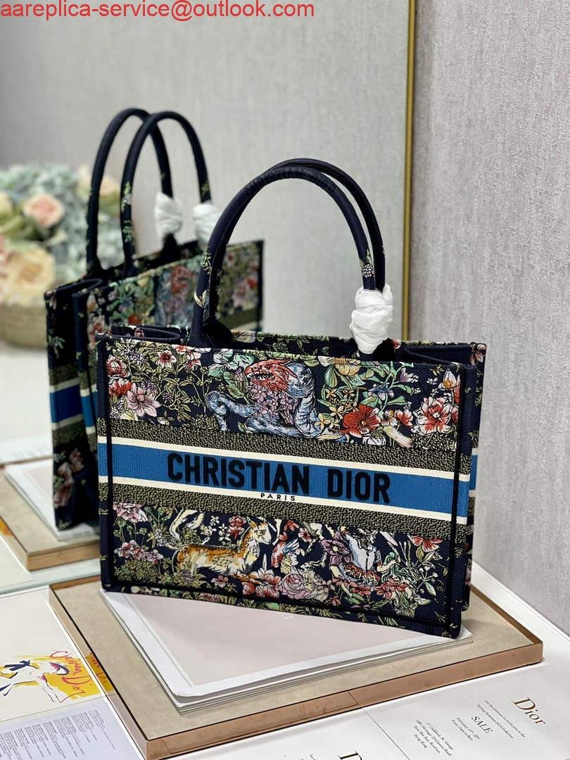Dior M1296 Medium Book Tote D-Constellation embroidery in shades of blue