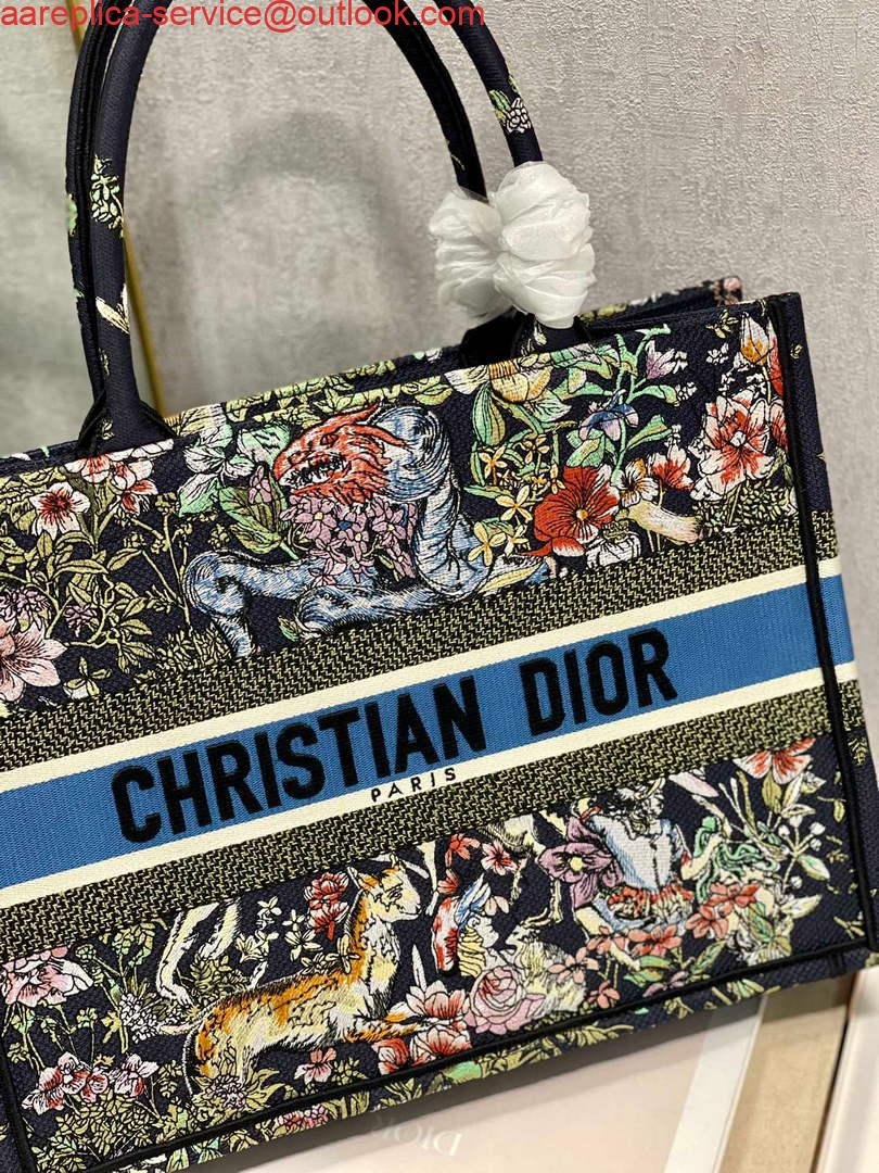 Dior M1296 Medium Book Tote D-Constellation embroidery in shades of blue