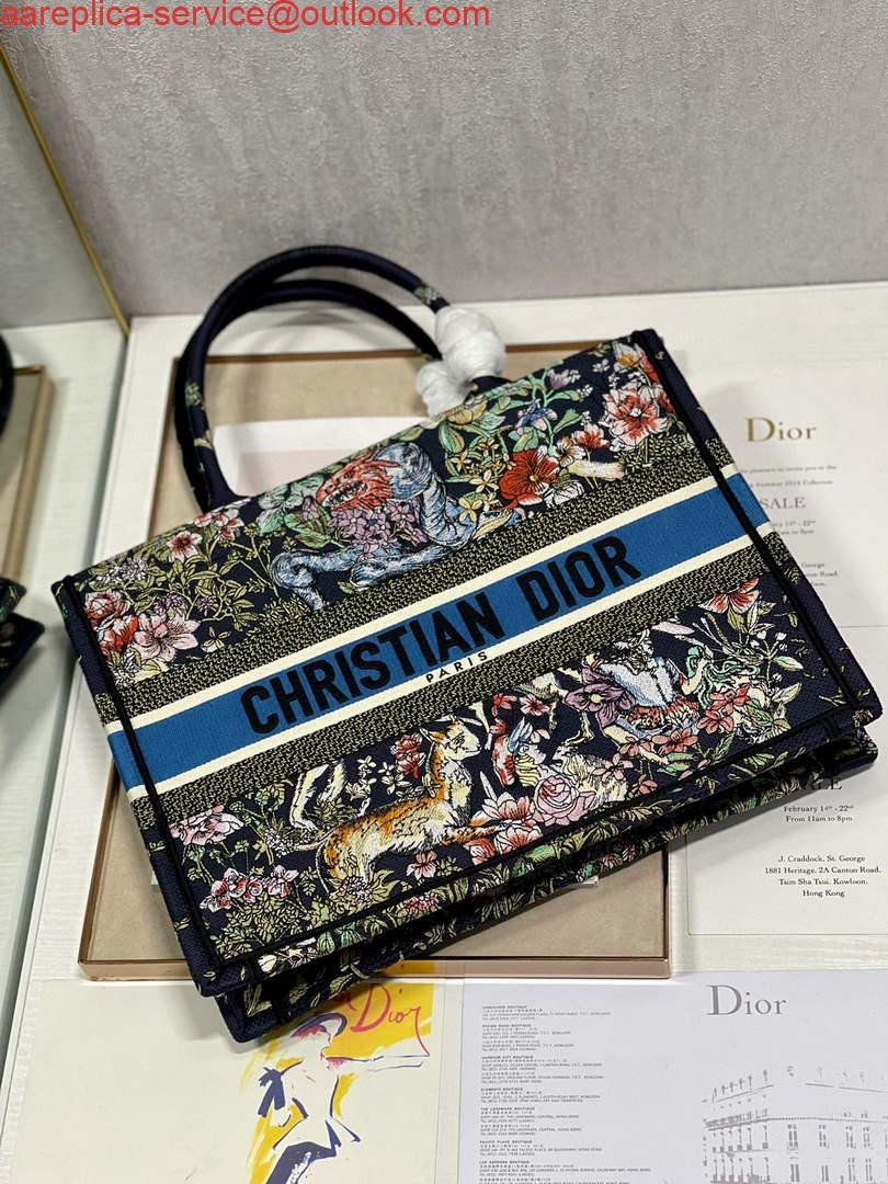 Dior M1296 Medium Book Tote D-Constellation embroidery in shades of blue