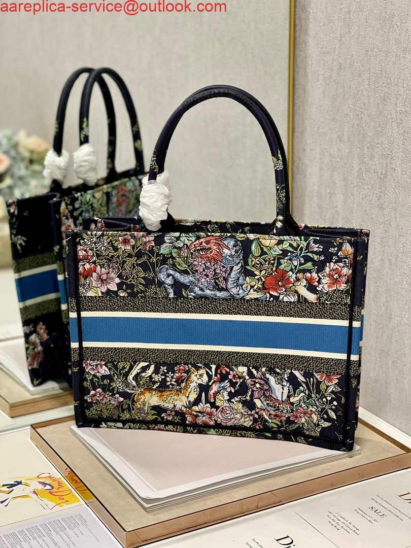 Dior M1296 Medium Book Tote D-Constellation embroidery in shades of blue