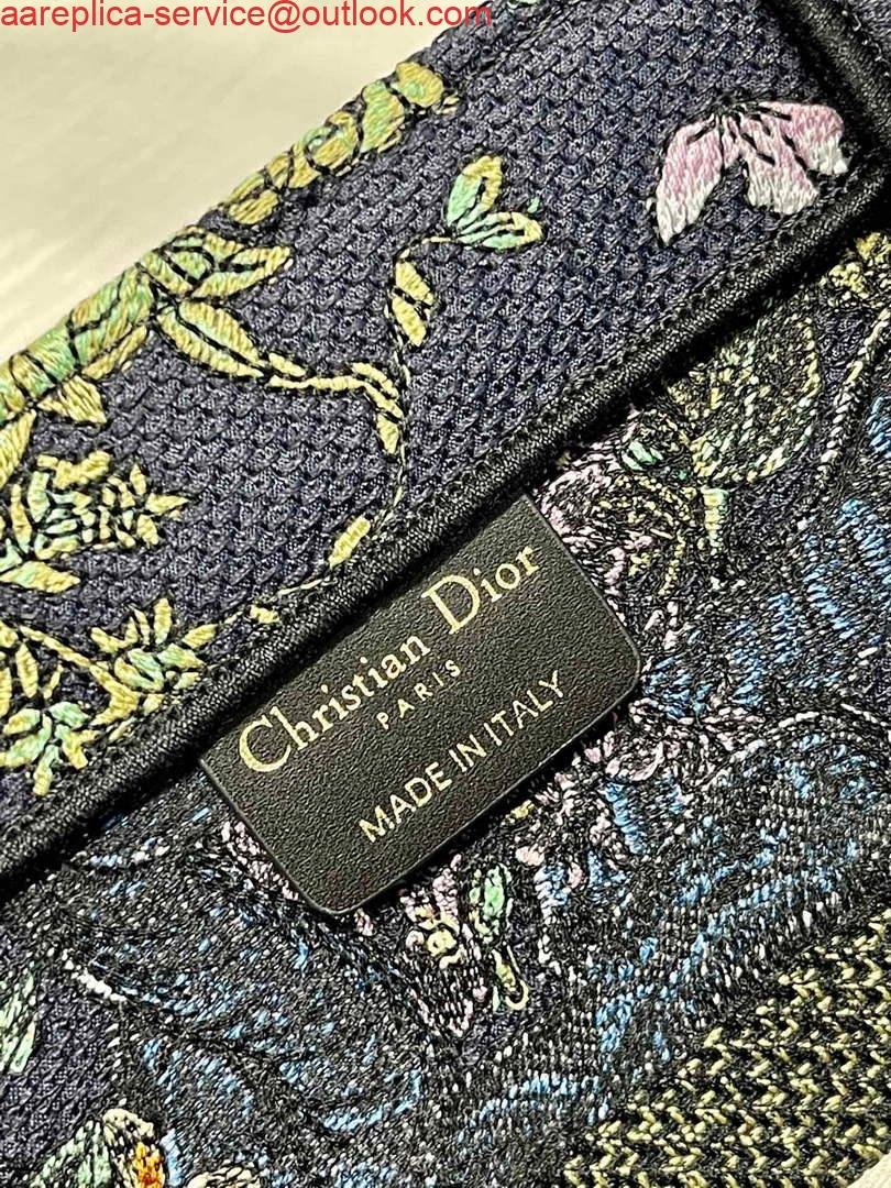 Dior M1296 Medium Book Tote D-Constellation embroidery in shades of blue