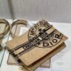 Dior M1296 Medium Book Tote Beige jute fabric with Union motif embroidery