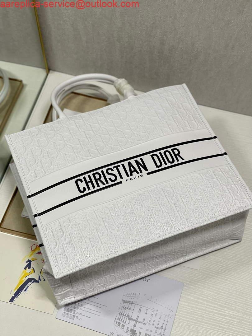 Dior M1286 Large Book Tote White Perforated and Embossed Oblique Calfskin