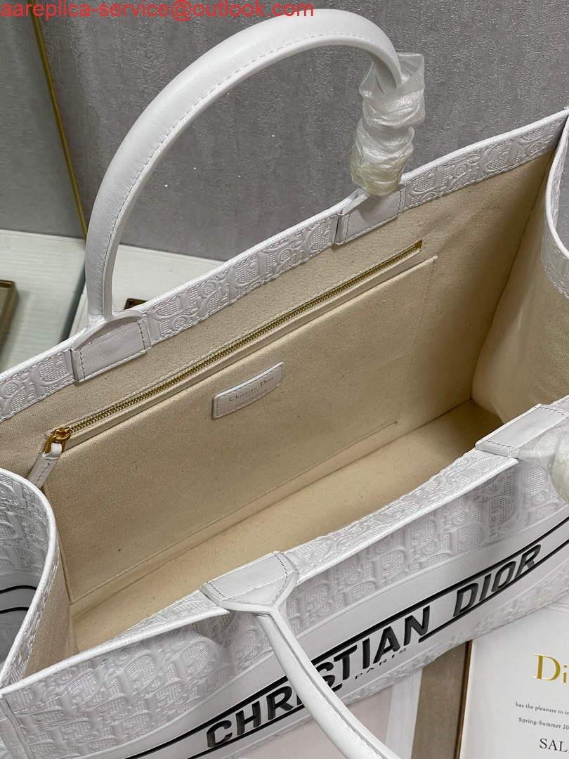 Dior M1286 Large Book Tote White Perforated and Embossed Oblique Calfskin