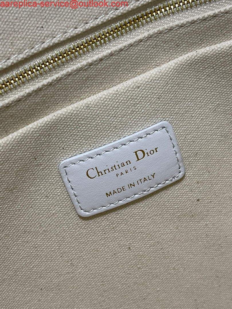 Dior M1286 Large Book Tote White Perforated and Embossed Oblique Calfskin