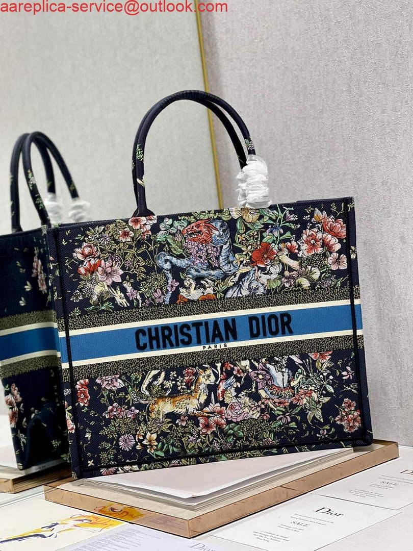 Dior M1286 Large Book Tote D-Constellation embroidery in shades of blue