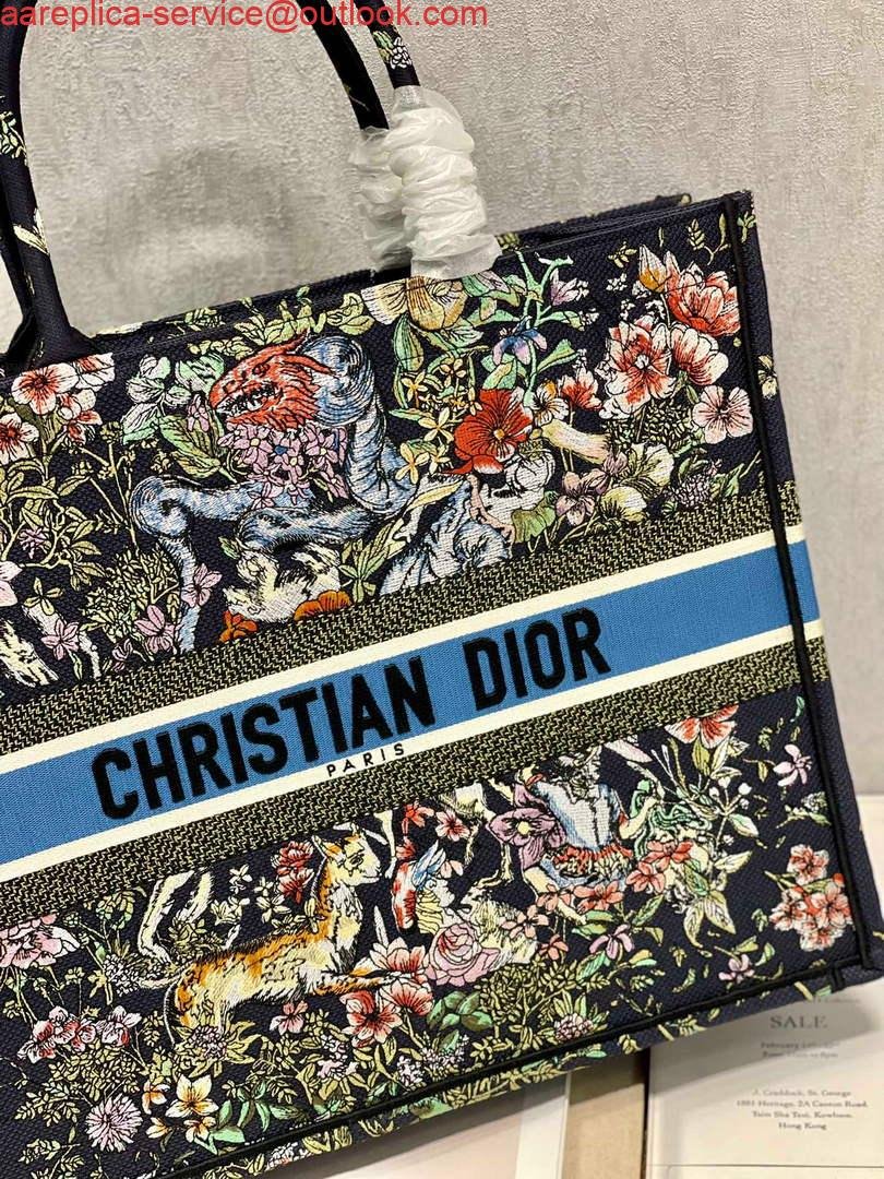 Dior M1286 Large Book Tote D-Constellation embroidery in shades of blue