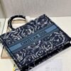 Dior M1286 Large Book Tote Blue Dior Roses embroidery