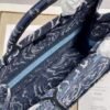 Dior M1286 Large Book Tote Blue Dior Roses embroidery