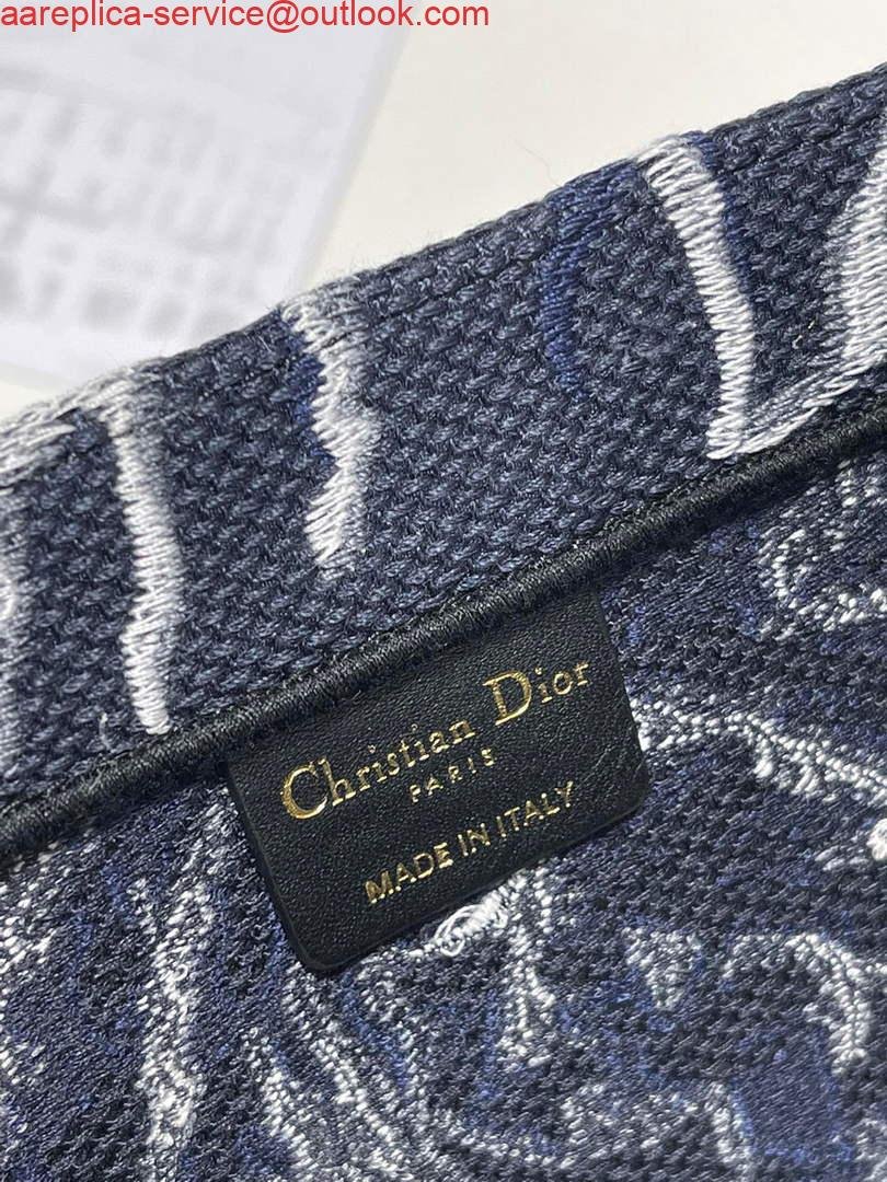 Dior M1286 Large Book Tote Blue Dior Roses embroidery