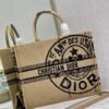 Dior M1286 Large Book Tote Beige jute fabric with Union motif embroidery
