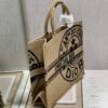 Dior M1286 Large Book Tote Beige jute fabric with Union motif embroidery