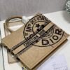 Dior M1286 Large Book Tote Beige jute fabric with Union motif embroidery