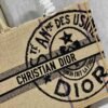 Dior M1286 Large Book Tote Beige jute fabric with Union motif embroidery
