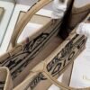 Dior M1286 Large Book Tote Beige jute fabric with Union motif embroidery