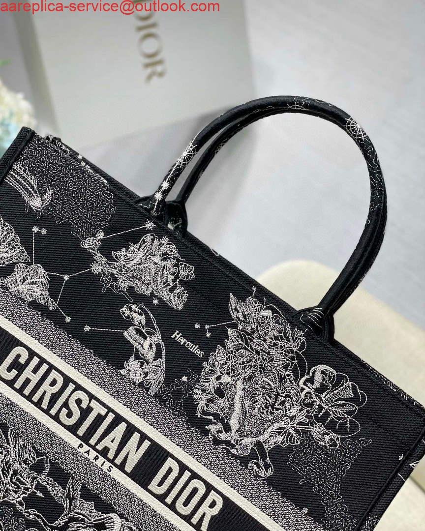 Dior M1286 Large Book Tote Black Toile de Jouy Zodiac latte embroidery