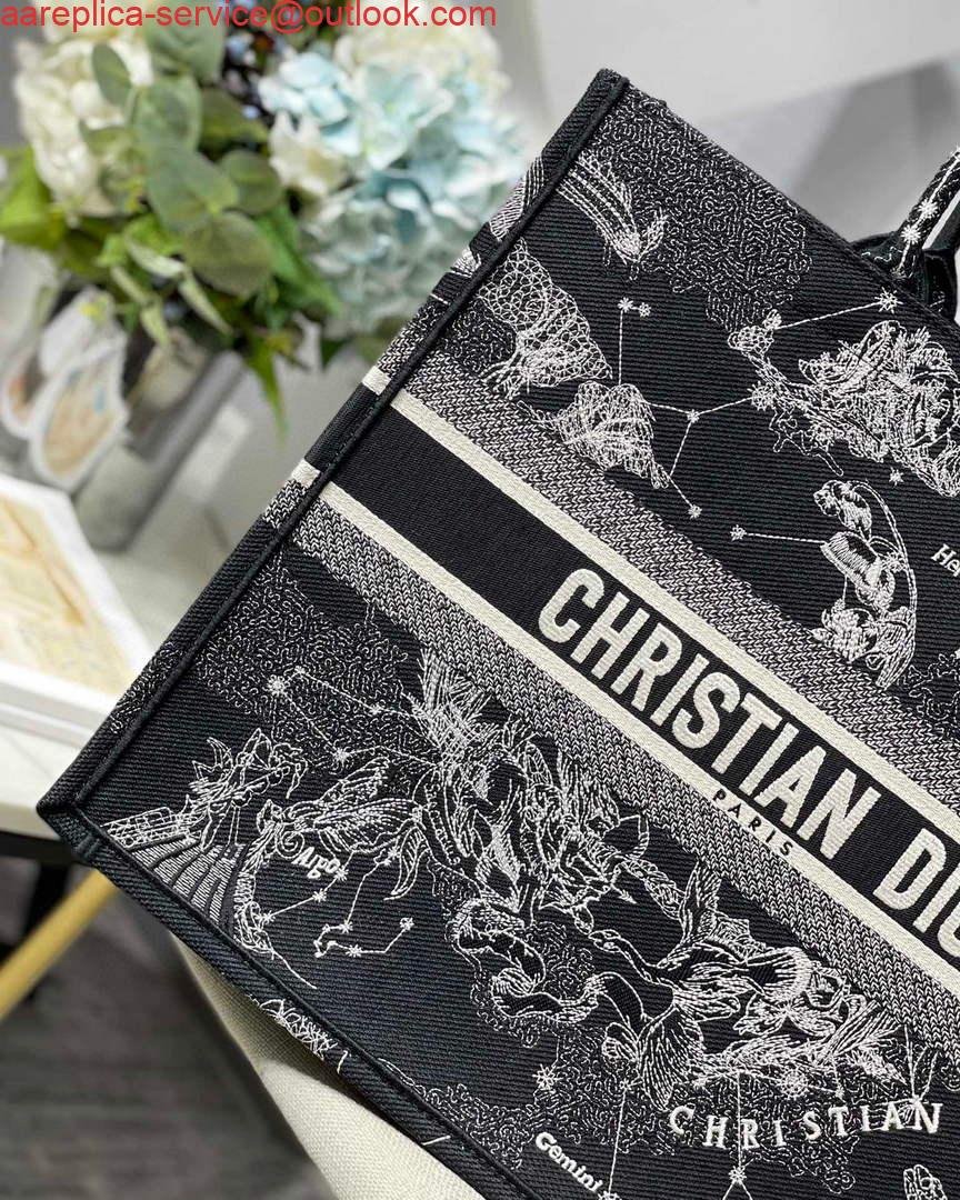 Dior M1286 Large Book Tote Black Toile de Jouy Zodiac latte embroidery