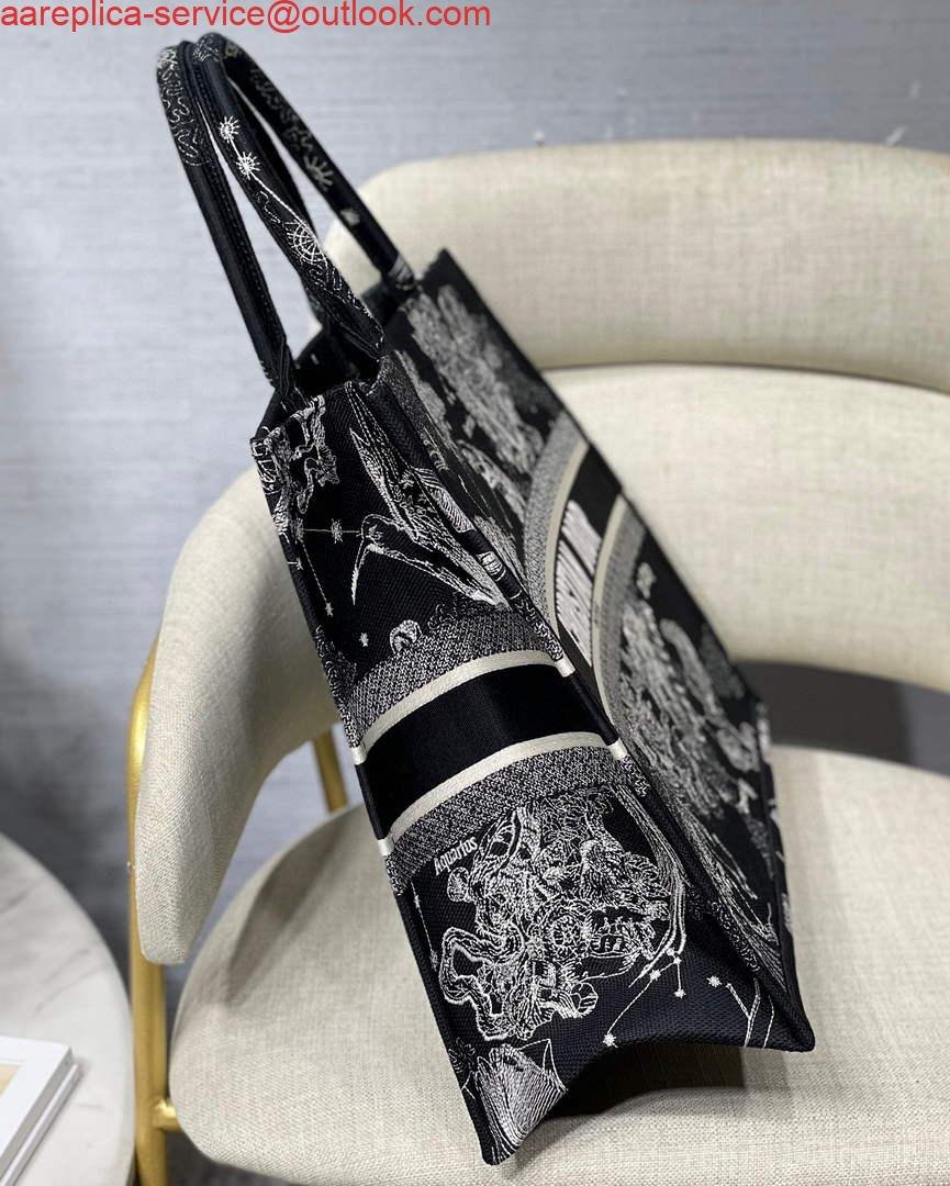Dior M1286 Large Book Tote Black Toile de Jouy Zodiac latte embroidery