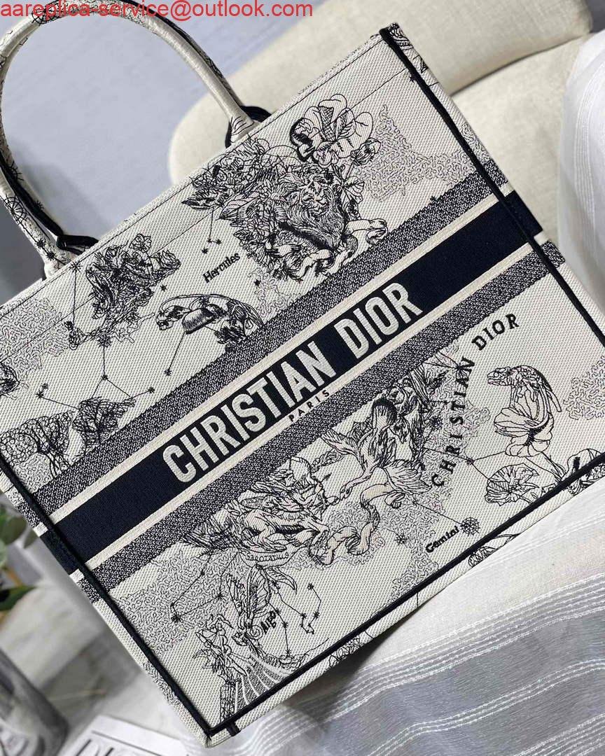 Dior M1286 Large Book Tote Toile de Jouy Zodiac latte embroidery